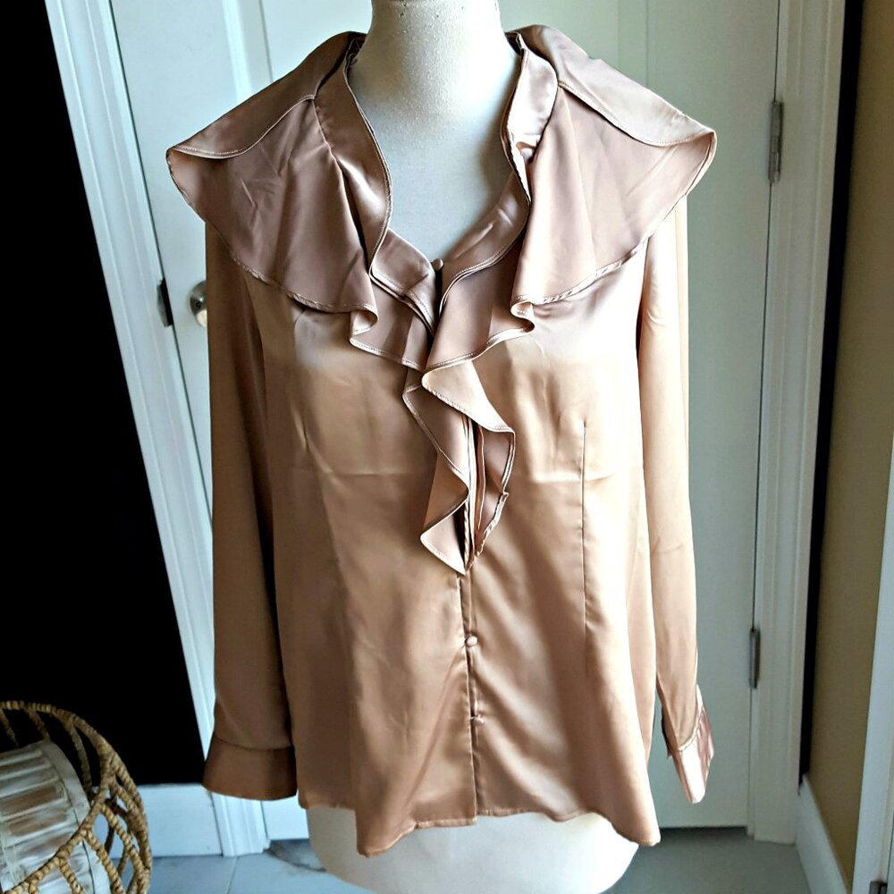 DENNIS BASSO Satin BLOUSE SZ M